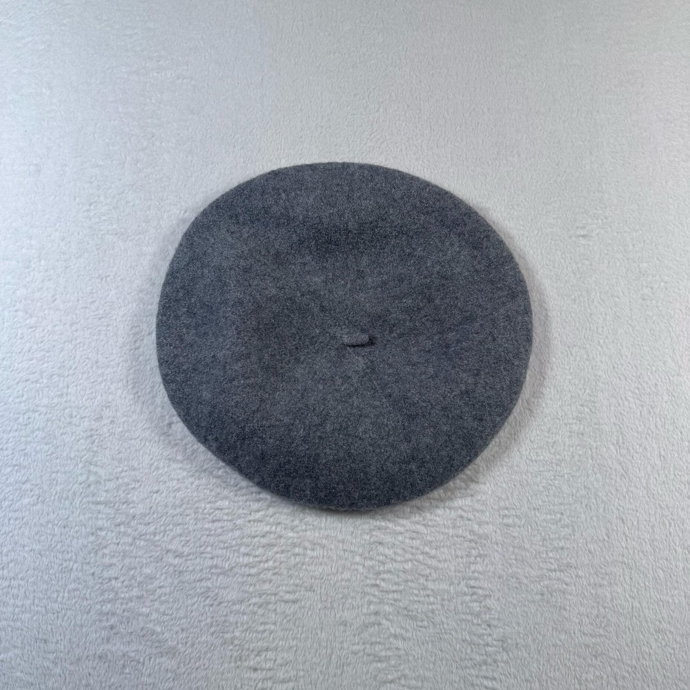 Frye Hat Beret Womens M/L Gray Wool Lined Solid Felt Logo Fall Winter
